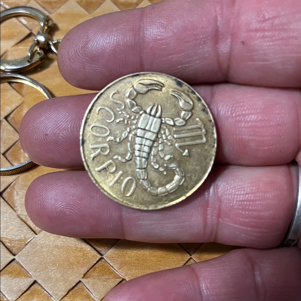Gold Scorpio Zodiac Coin Keychain